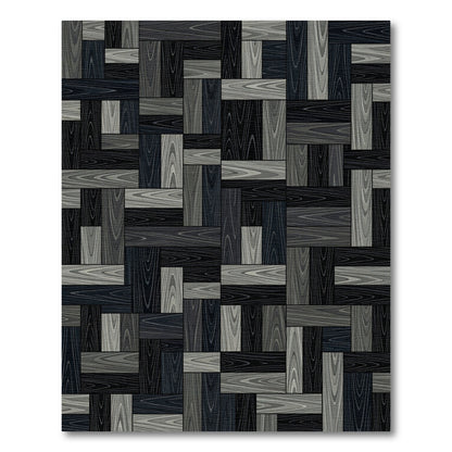 Dark Gray Wood Plank Parquet Rug