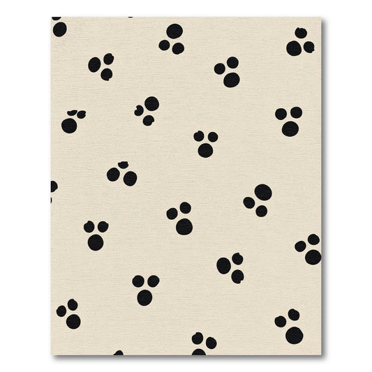 Cream Black Paw Spots Runner Rug