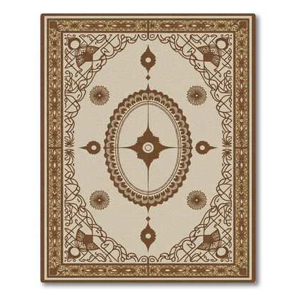 Brown Oval Medallion Floral Border Rug