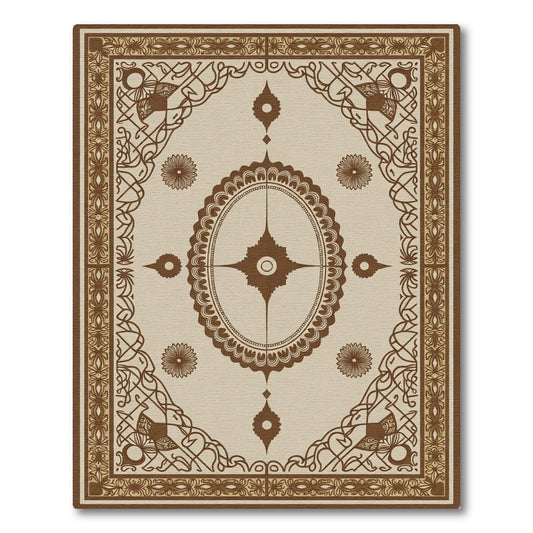 Brown Oval Medallion Floral Border Rug