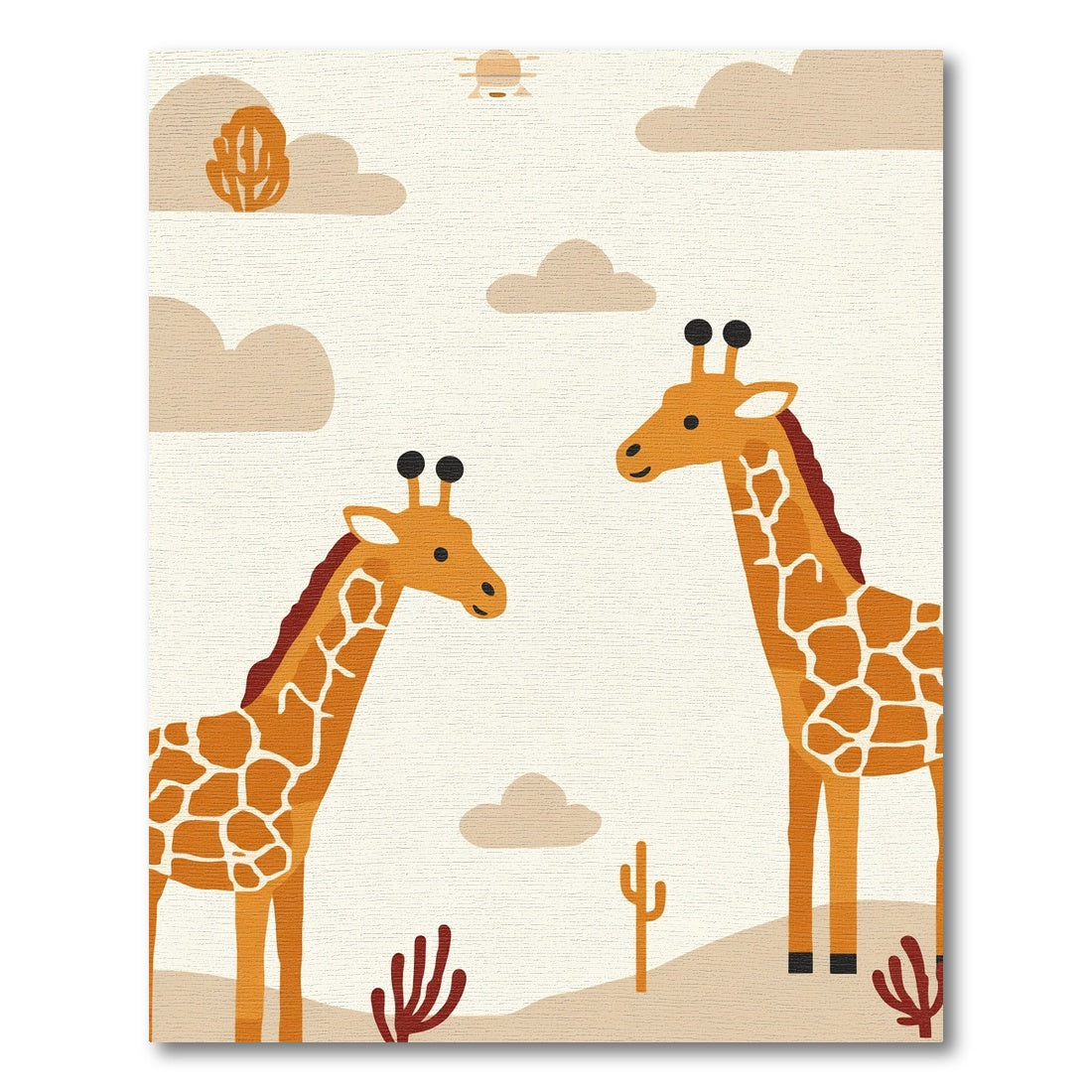 Whimsical Desert Giraffe Landscape Scene Rug