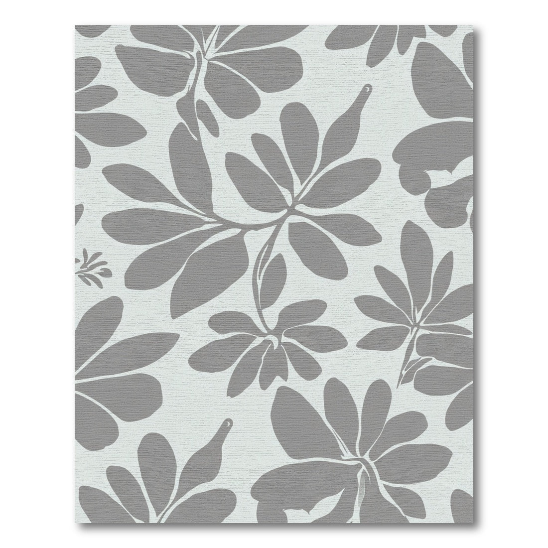 Subtle Gray Tropical Foliage Rug