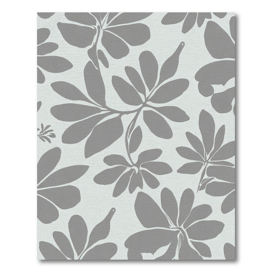Subtle Gray Tropical Foliage Rug