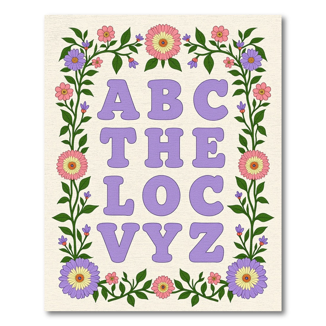 Groovy Floral Alphabet Borderrug Rug