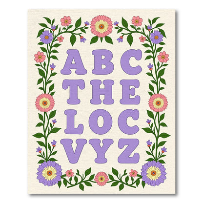 Groovy Floral Alphabet Borderrug Rug