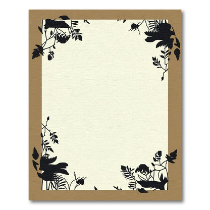 Black Floral Branch Frame Rug