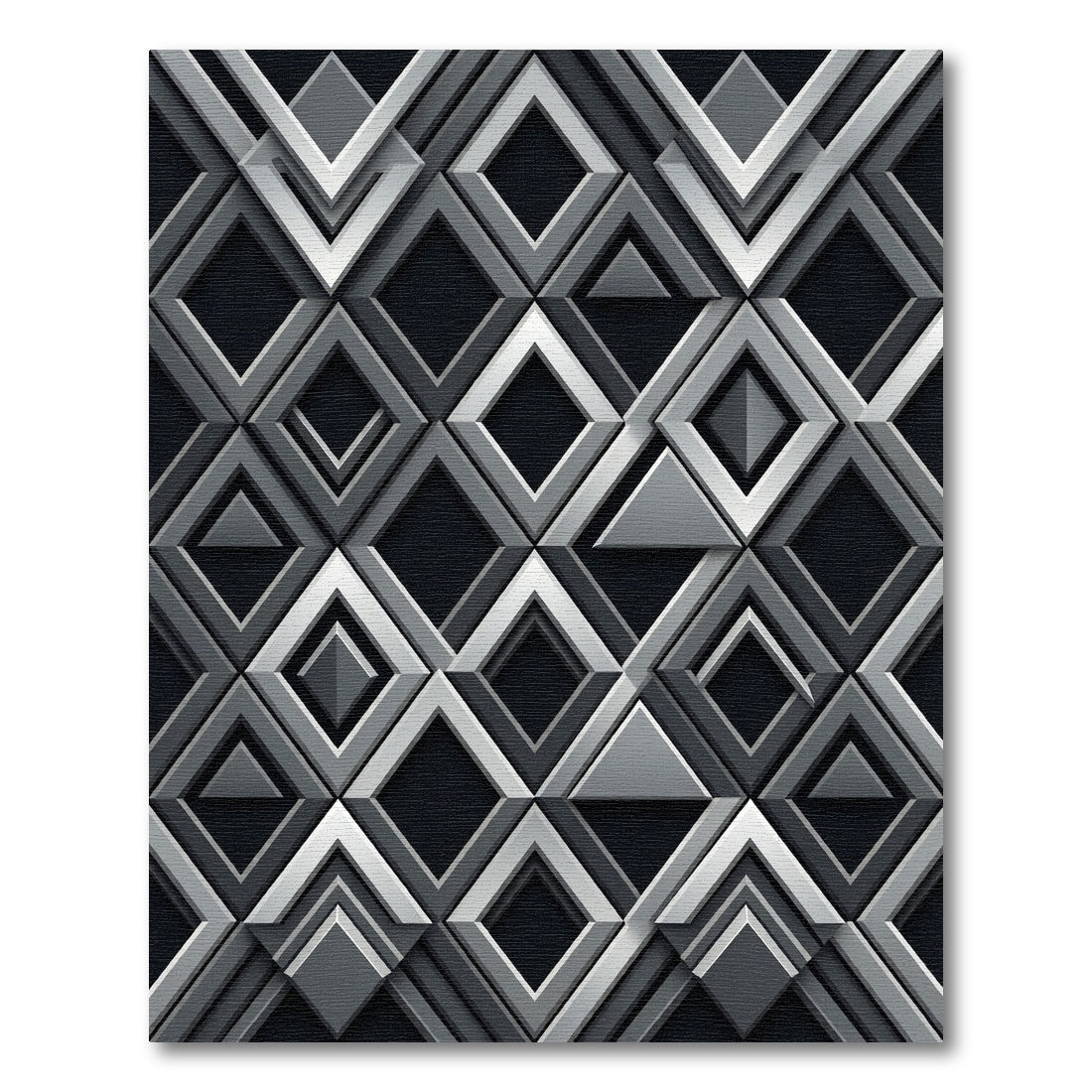 Modern Gray Geometric Overlay Diamond Rug