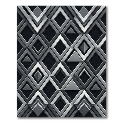 Modern Gray Geometric Overlay Diamond Rug