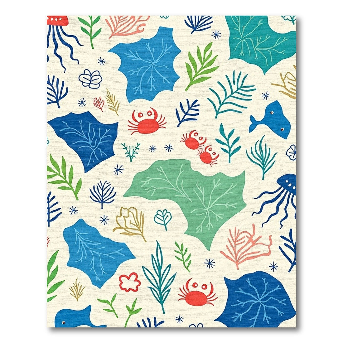 Whimsical Undersea Life Red Crab Rug