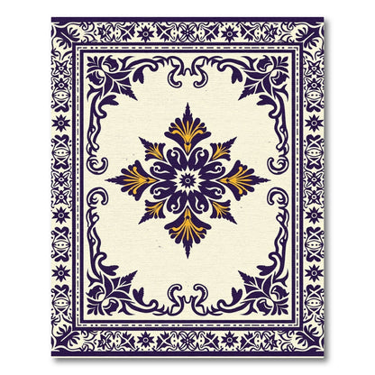 Bold Indigo Golden Floral Accent Rug