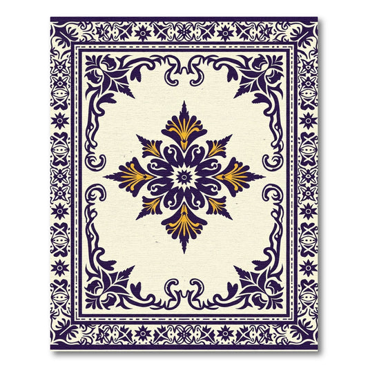 Bold Indigo Golden Floral Accent Rug