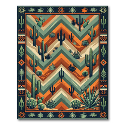 Southwest Cactus Chevron Earth Tone Rug