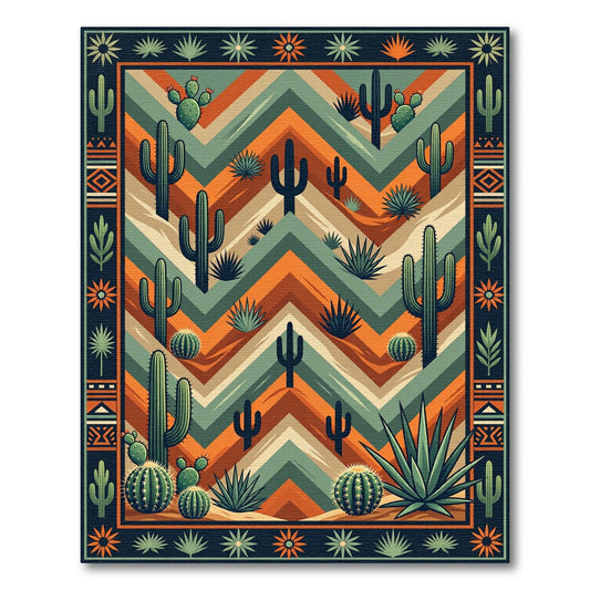 Southwest Cactus Chevron Earth Tone Rug