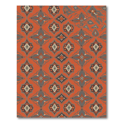 Terracotta Lattice Medallion Geometric Rug