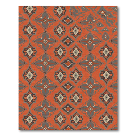 Terracotta Lattice Medallion Geometric Rug