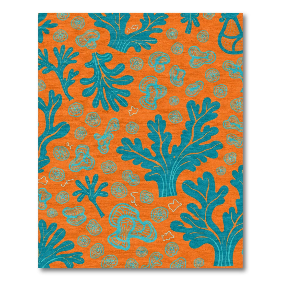 Vibrant Coral Turquoise Branch Pattern Rug