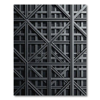 Dark Gray Intersecting Geometric Lattice Rug