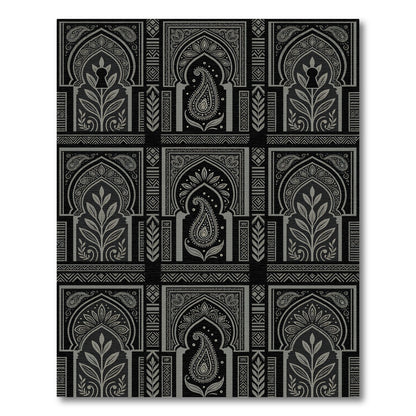 Ornate Gray Paisley Archway Collage Rug