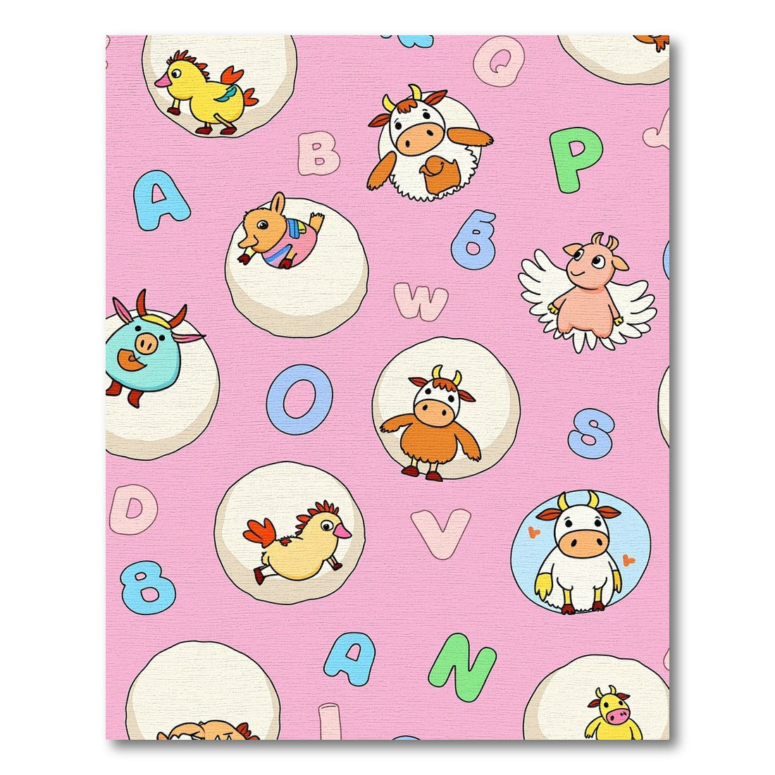 Cute Farm Animals Alphabet Composition Rug