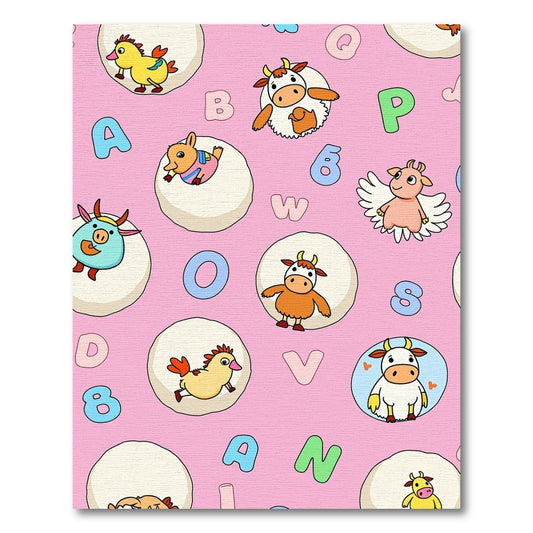 Cute Farm Animals Alphabet Composition Rug