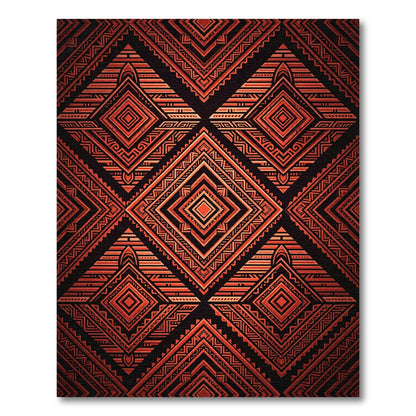 Crimson Tribal Diamond Geometric Rug