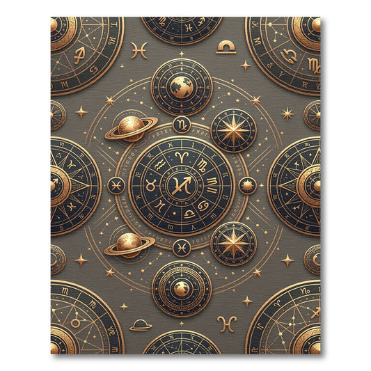 Celestial Golden Astrology Zodiac Constellation Rug