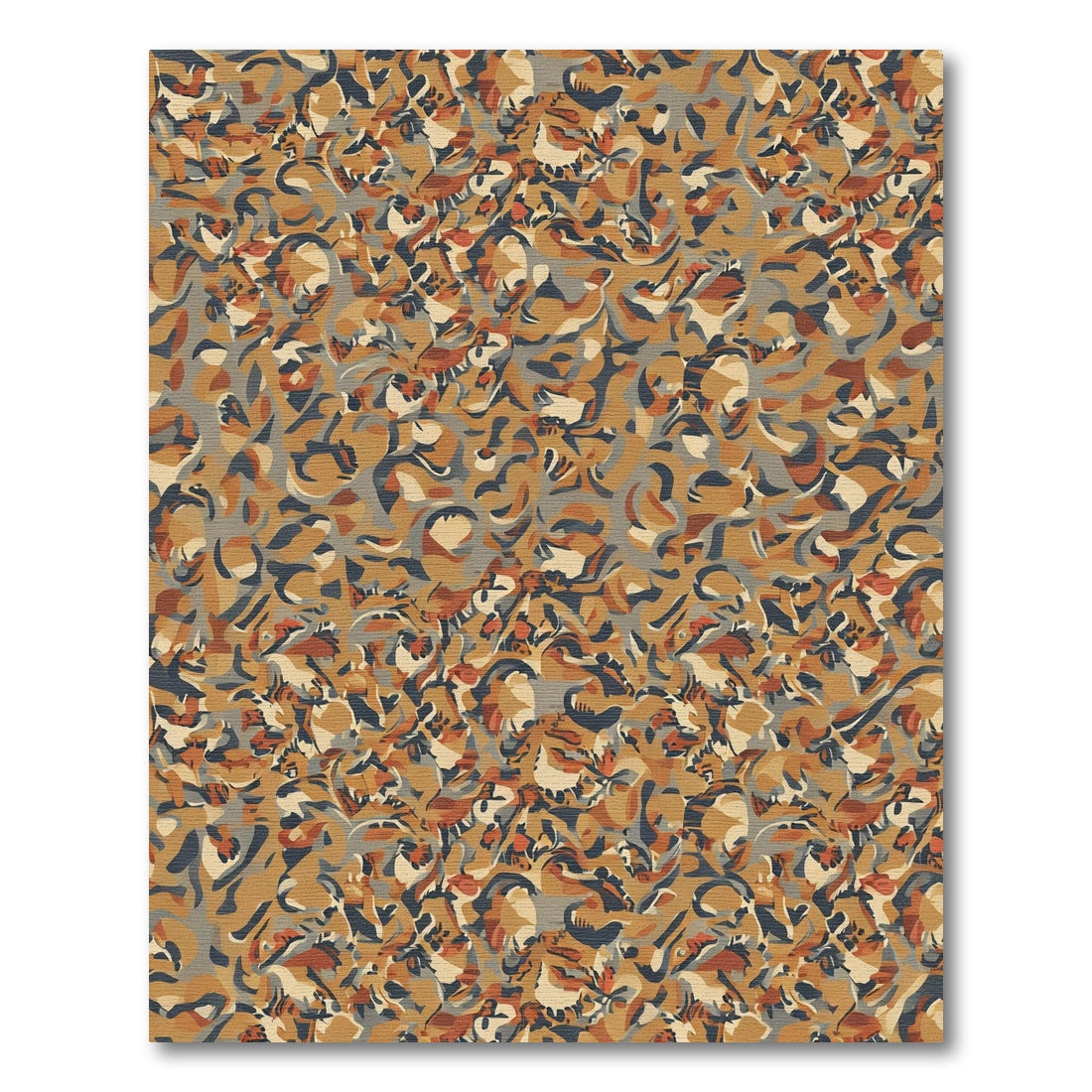 Earthy Rust Gray Organic Swirls Rug