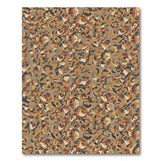 Earthy Rust Gray Organic Swirls Rug