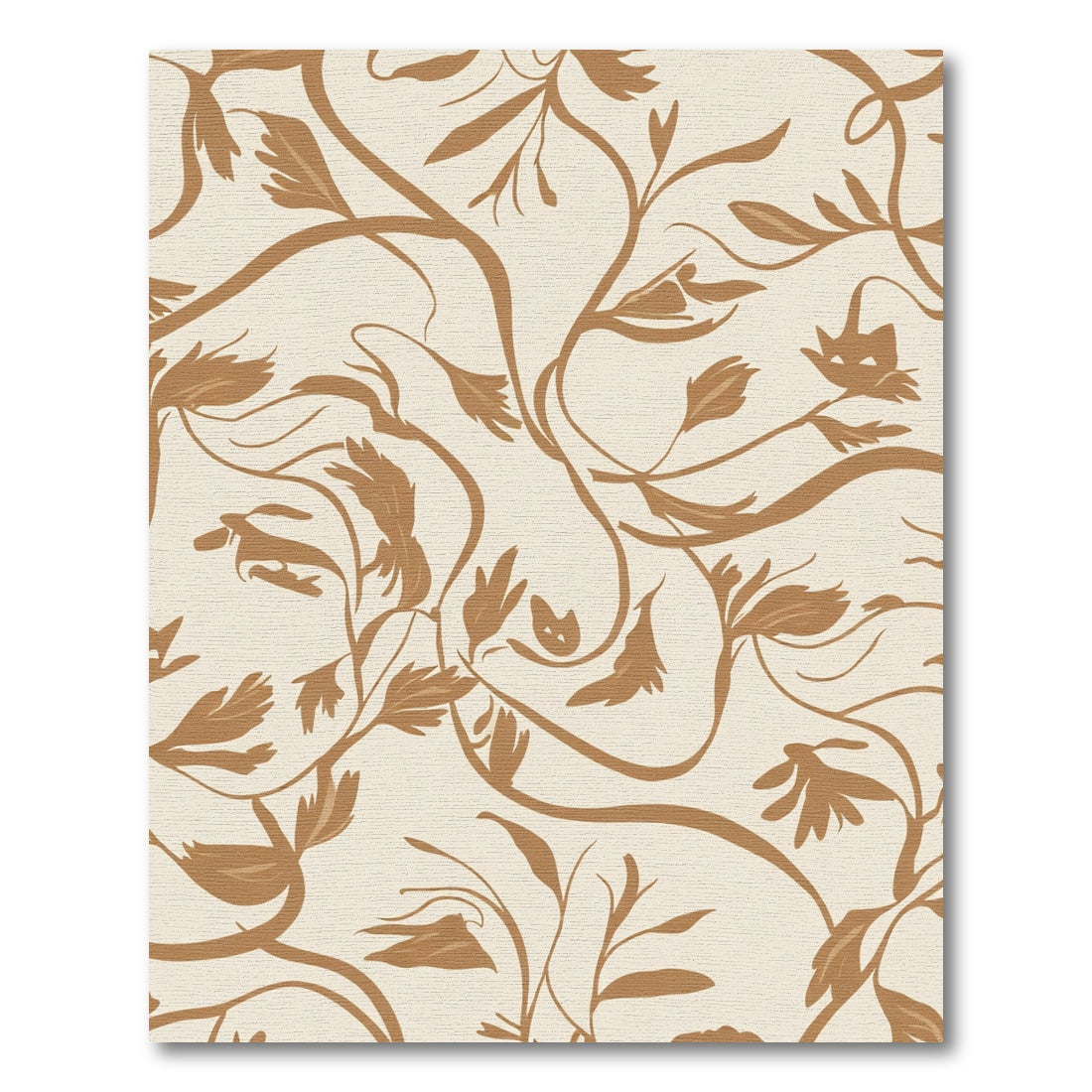 Tan Silhouette Floral Swirl Rug