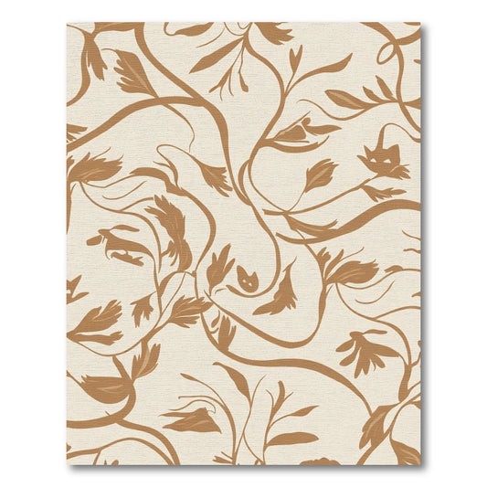 Tan Silhouette Floral Swirl Rug