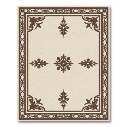 Ornate Brown Floral Medallion Cream Rug