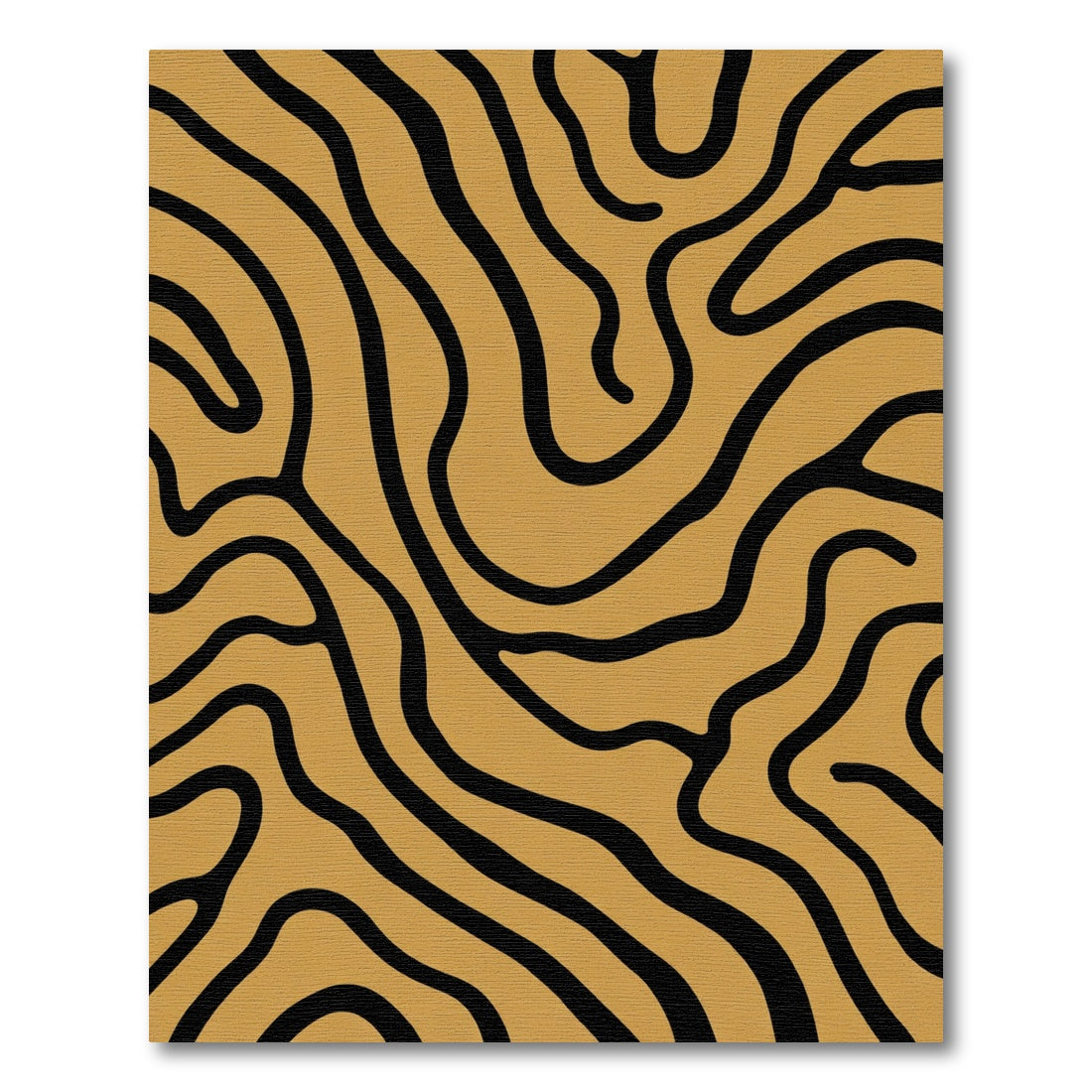 Golden Black Wavy Stripes Rug