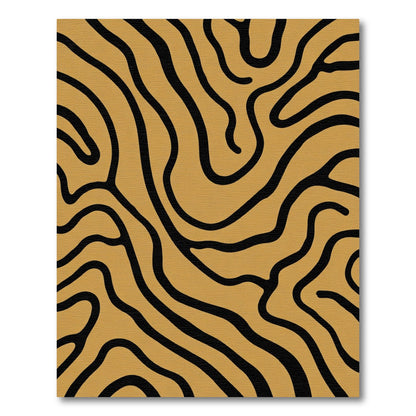 Golden Black Wavy Stripes Rug