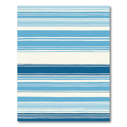 Ocean Blue And White Striped Horizon Rug