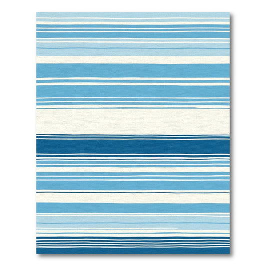 Ocean Blue And White Striped Horizon Rug