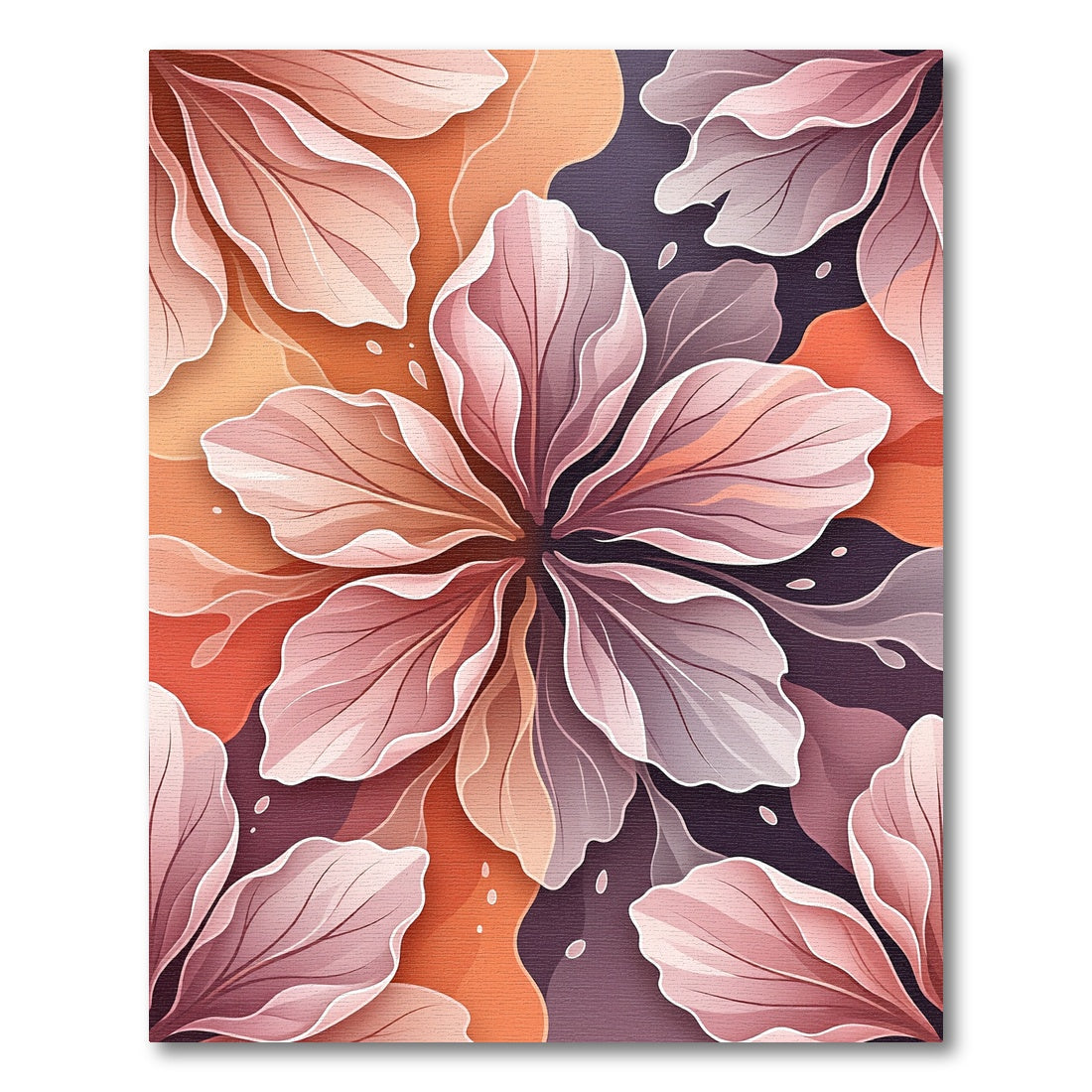 Blush Pink Abstract Layered Floral Art Rug
