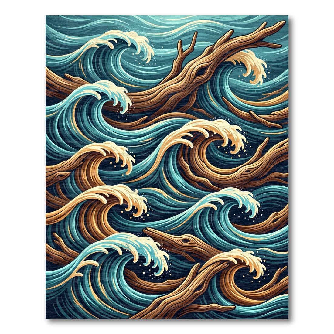 Azure Wood Tone Wave Composition Rug