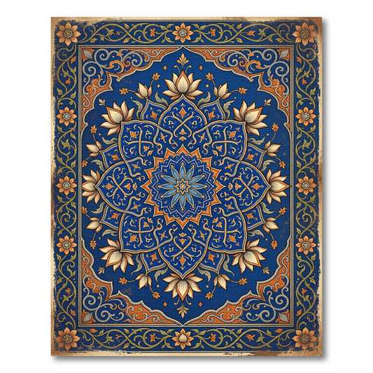 Azure Floral Medallion Lotus Rug