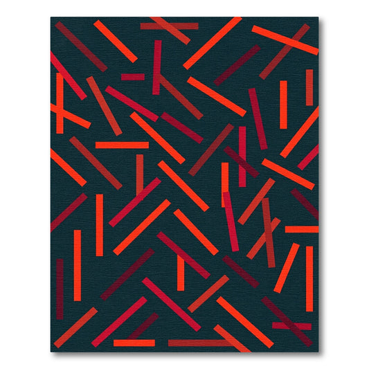 Random Red Orange Stripe Scatter Rug