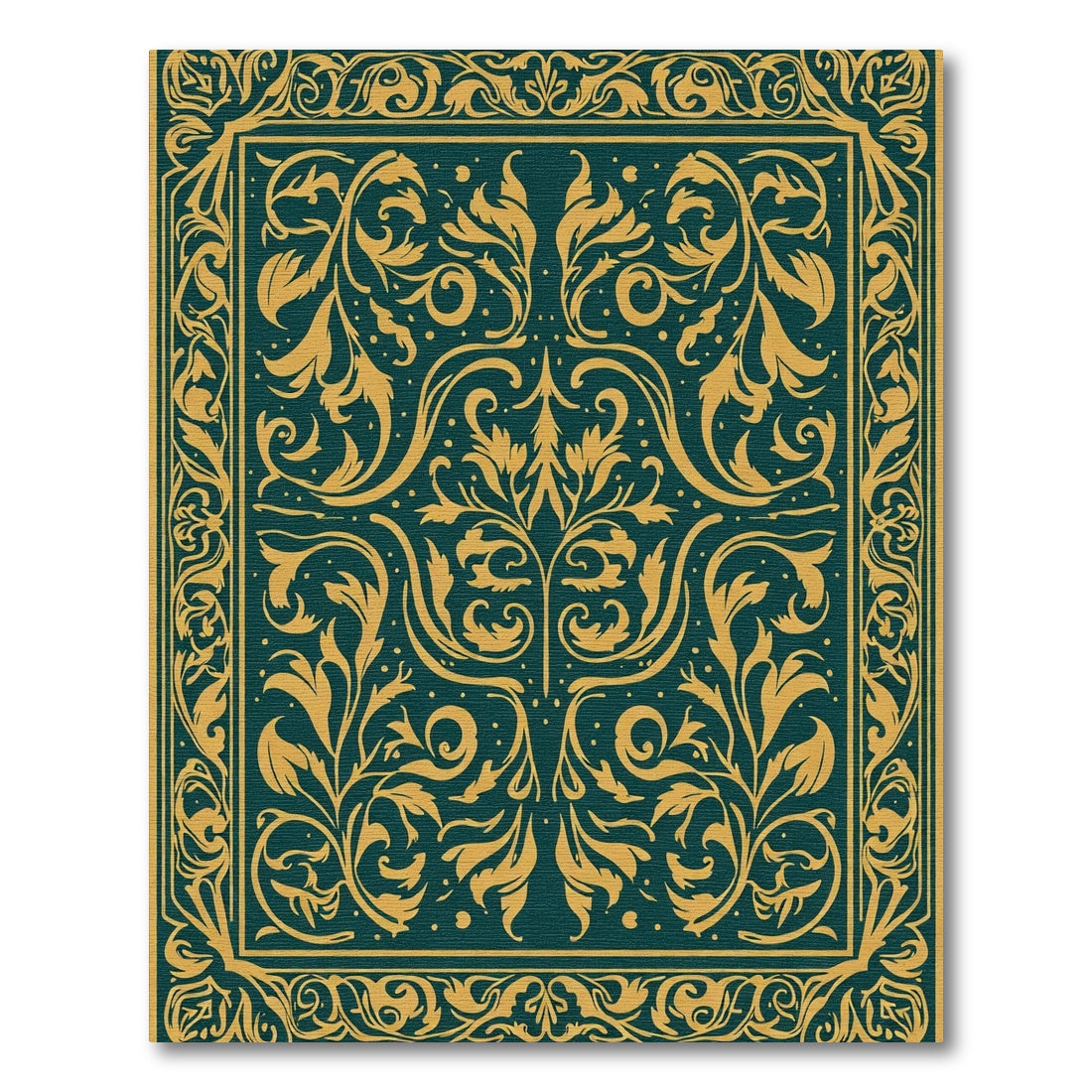 Rich Teal Golden Flourish Medallion Rug