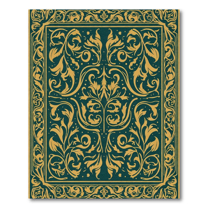 Rich Teal Golden Flourish Medallion Rug