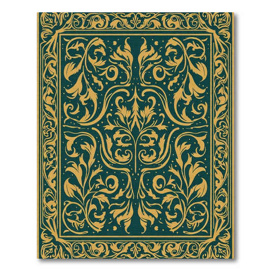 Rich Teal Golden Flourish Medallion Rug