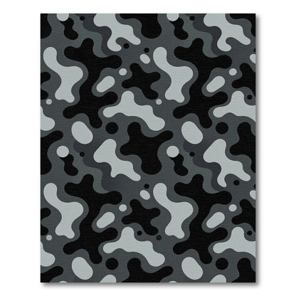 Modern Gray Camouflage Organic Shape Rug