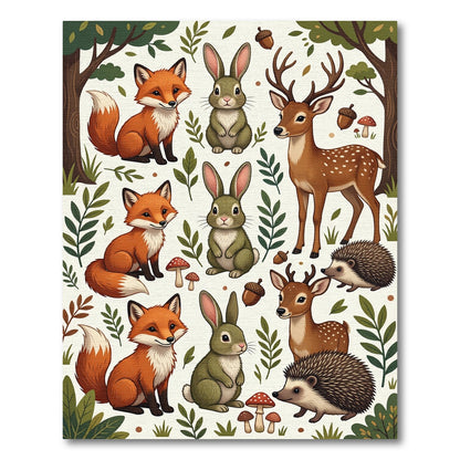 Whimsical Woodland Animals Forest Creatures Art Rug