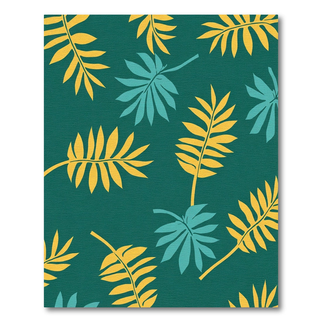 Yellow Teal Leafy Foliage Background Rug