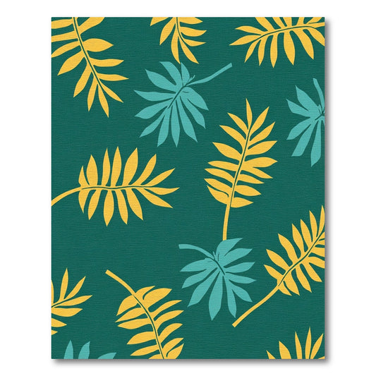Yellow Teal Leafy Foliage Background Rug