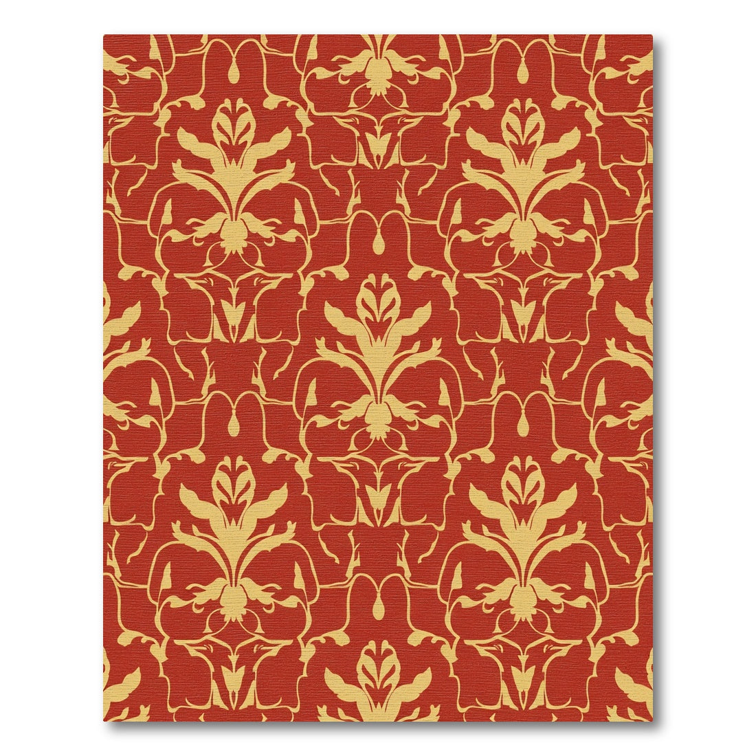 Crimson Gold Baroque Floral Damask Rug