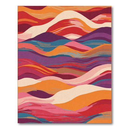 Vibrant Abstract Wavy Landscape Rug