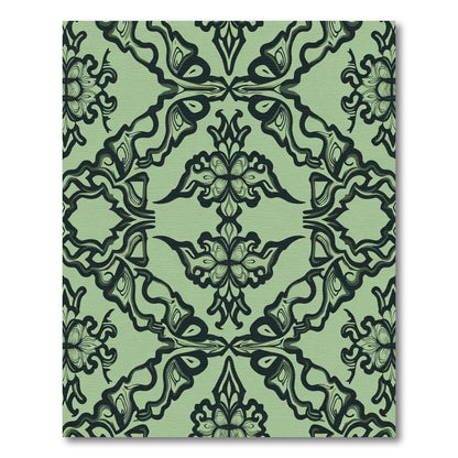 Sage Green Ornate Floral Scroll Rug