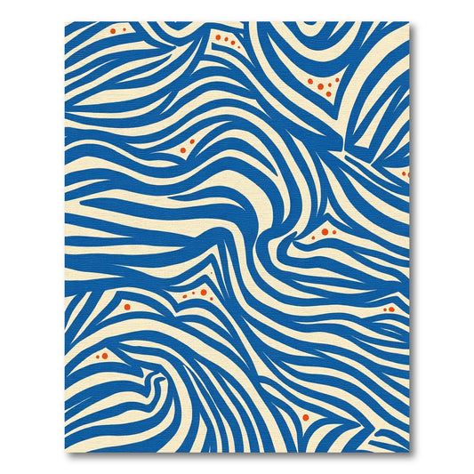 Bold Blue Cream Wavy Stripe Accent Rug